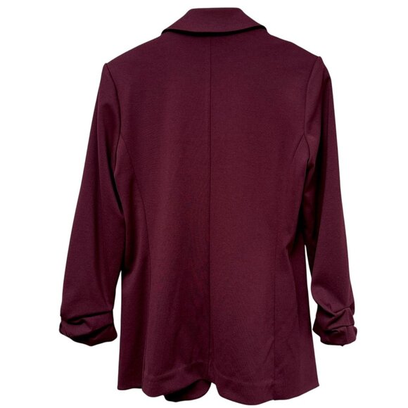 Nine West Womens Blazer Size Medium Burgundy Red Stretch Ponte Knit Career Jacke - Picture 2 of 8